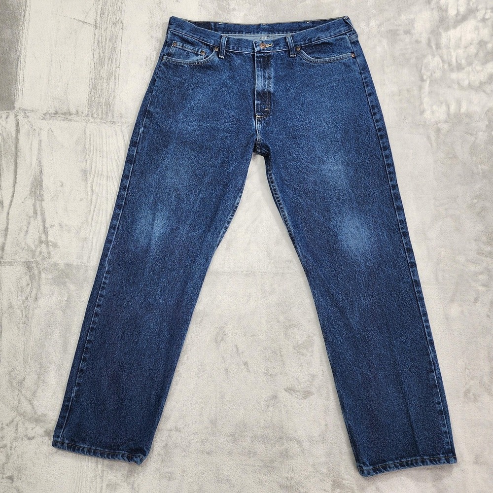 Wrangler Jeans Mens 38x32 Blue Relaxed Fit Straight Leg Medium Wash Denim Casual